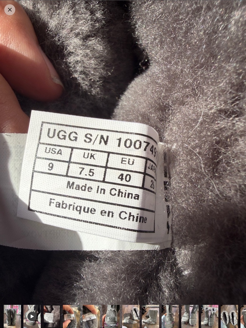 UGG PRELOVED! Gray Suede Zip-Back Shearling Boots with Plaid Trim - Picture 3 of 5